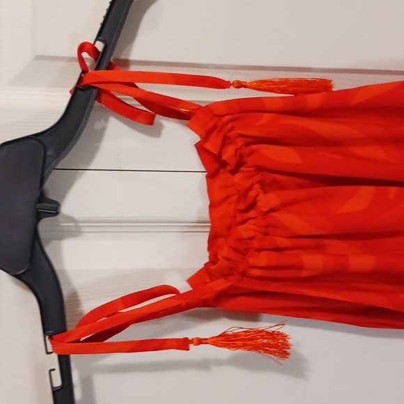 Taylor lined sun dress - mini halter tie - S - orange floral - Picture 3 of 10